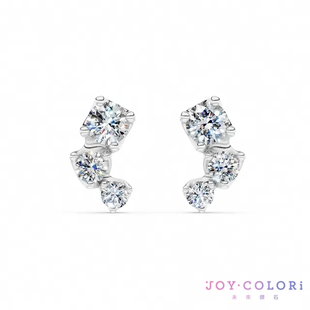 【JOY COLORi 未來鑽石】10K金 鑽石耳環(培育鑽石 森月微光 EE0064LG)