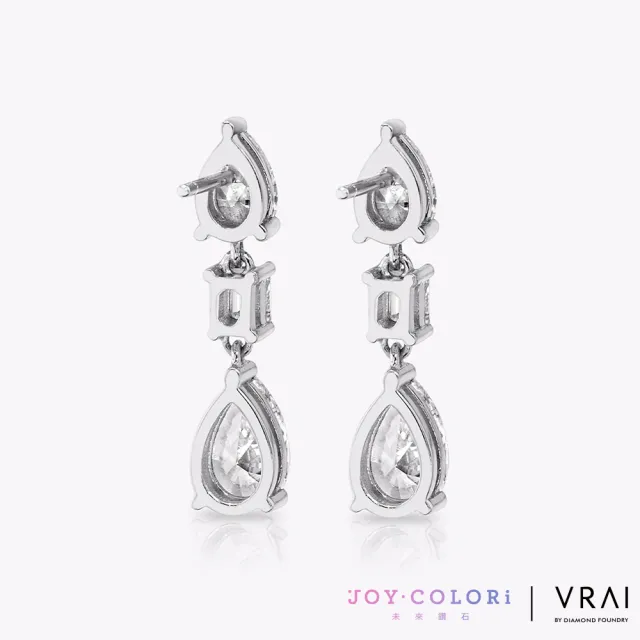 【JOY COLORi 未來鑽石】18K金 鑽石耳環(VRAI 瑪麗蓮 水滴培育鑽石耳環 ES2156LG)