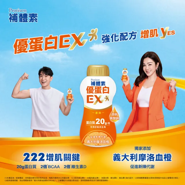【補體素】優蛋白EX原味即飲237mlx24罐(20g蛋白質、添加摩洛血橙、陳美鳳推薦)