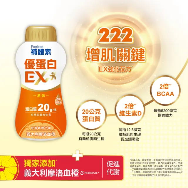 【補體素】優蛋白EX原味即飲237mlx24罐(20g蛋白質、添加摩洛血橙、陳美鳳推薦)
