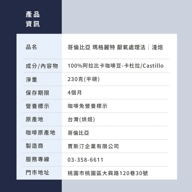 【JC咖啡】哥倫比亞 瑪格麗特 厭氧處理 咖啡豆1包│淺焙(半磅;桃語花香-十里桃花系列/山梨水蜜桃..等任選)