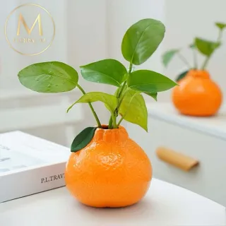 【Floral M】大橘大利水果造型陶瓷花瓶(花瓶/插花/玻璃瓶/花器/花盆/陶瓷花瓶/桌面擺飾/居家裝飾)