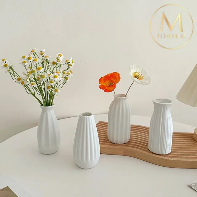 【Floral M】日式陶瓷牛奶小花瓶(花瓶/插花/玻璃瓶/花器/花盆/陶瓷花瓶/桌面擺飾/居家裝飾)