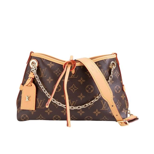 【Louis Vuitton 路易威登】M13014 CarryAll BB經典老花鏈帶皮革背帶斜背包 (棕色)