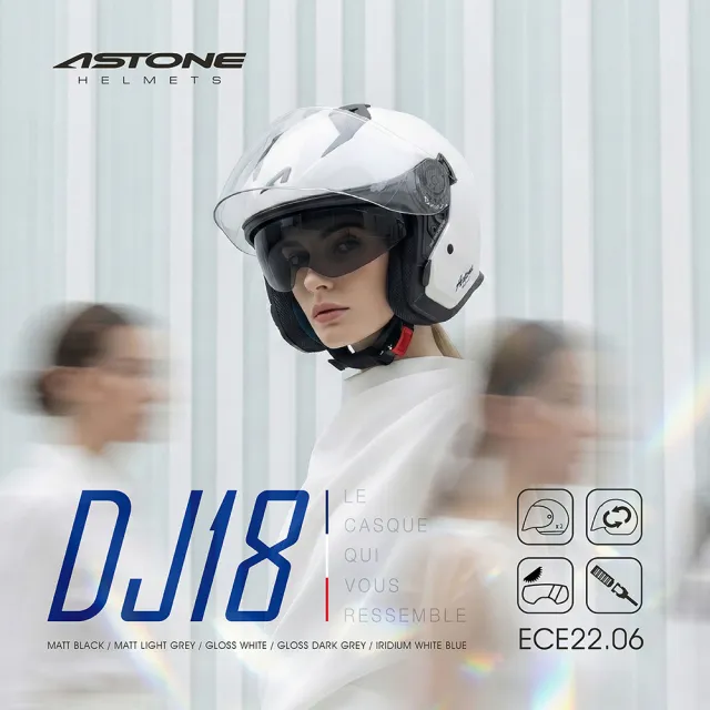 【ASTONE】官方直營-DJ18 素色 3/4 內墨片 半罩式安全帽(3/4罩 半罩安全帽 加長型風鏡)