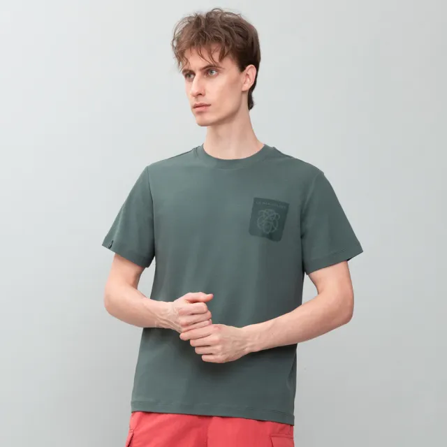 【oillio 歐洲貴族】男裝 特殊立體牙刷繡 簡約穿搭圓領棉TEE 潮流單品 (綠色 法國品牌 有大尺碼)