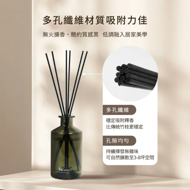 【mo select】香氛纖維擴香棒40入組(簡約黑/mo選)