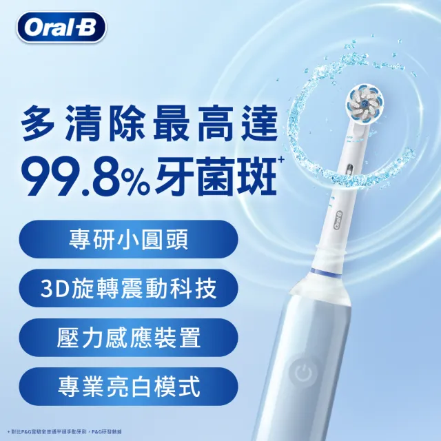 【Oral-B 歐樂B】PRO4 3D電動牙刷 曜石黑/貝加爾湖藍