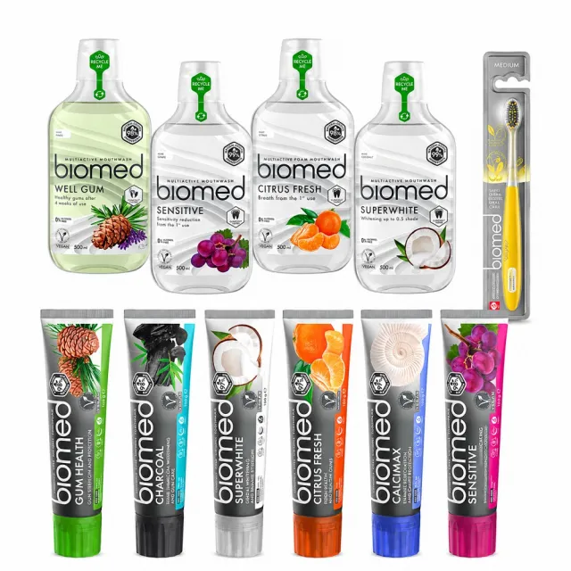 【蓓齒美BIOMED】牙膏+漱口水任選4件組_草本生醫健齒系列_100gx2+500mlx2(6款牙膏_4款漱口水-網)