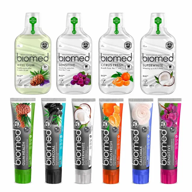 【蓓齒美BIOMED】牙膏+漱口水任選2件組_草本生醫健齒系列_100gx1+500mlx1(6款牙膏_4款漱口水-網)