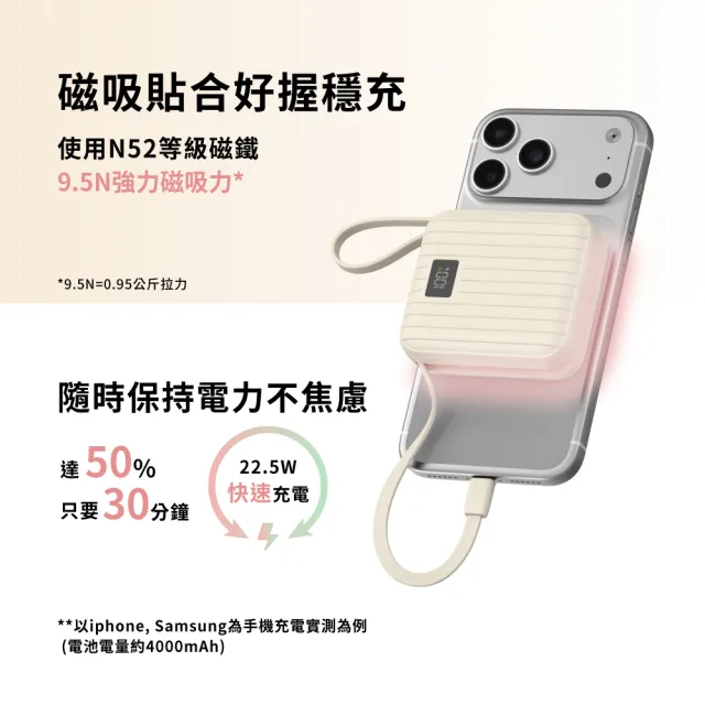 【aircolor】磁吸小方行動電源 10000mAh (準固態安全電芯 磁吸固定貼合 非無線充電)