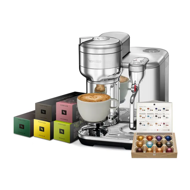 【Nespresso】Vertuo Creatista膠囊咖啡機_不鏽鋼金屬色 奶泡機 全自動咖啡機(晨間美式50顆組)