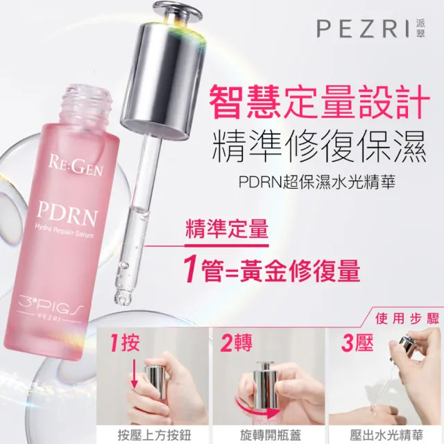 【PEZRI 派翠】PDRN超保濕水光精華30ml-2入(高純度鮭魚提取PDRN/積雪草/複合神經醯胺/深層補水