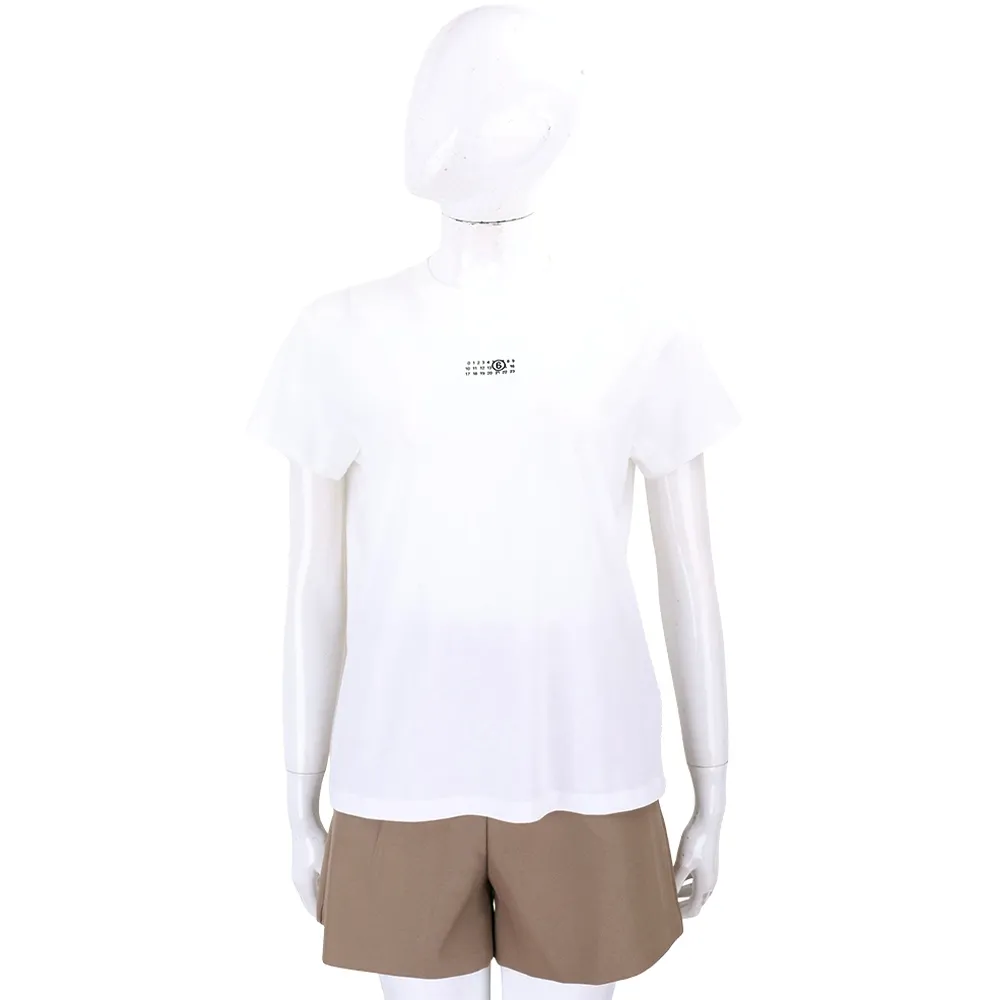 【MM6 MAISON MARGIELA】數字標籤圓領白色純棉短袖TEE T恤