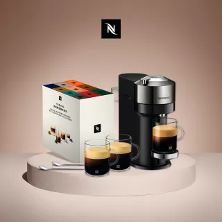 【Nespresso】Vertuo Next尊爵款膠囊咖啡機_奢華銀 入厝 全自動咖啡機(完美饗宴100顆迎新會員組)