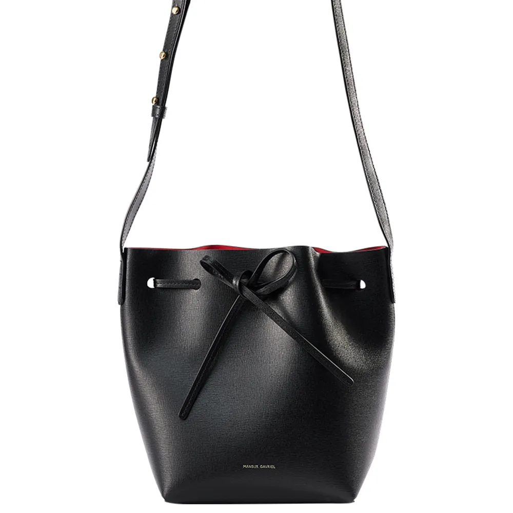 【MANSUR GAVRIEL】MINI BUCKET BAG(黑紅配色牛皮水桶包)
