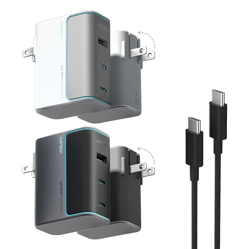 【CUKTECH】100W GaN氮化鎵 2C1A 三孔PD快充認證充電器 10號(AD1003US/Type-C/USB-A)
