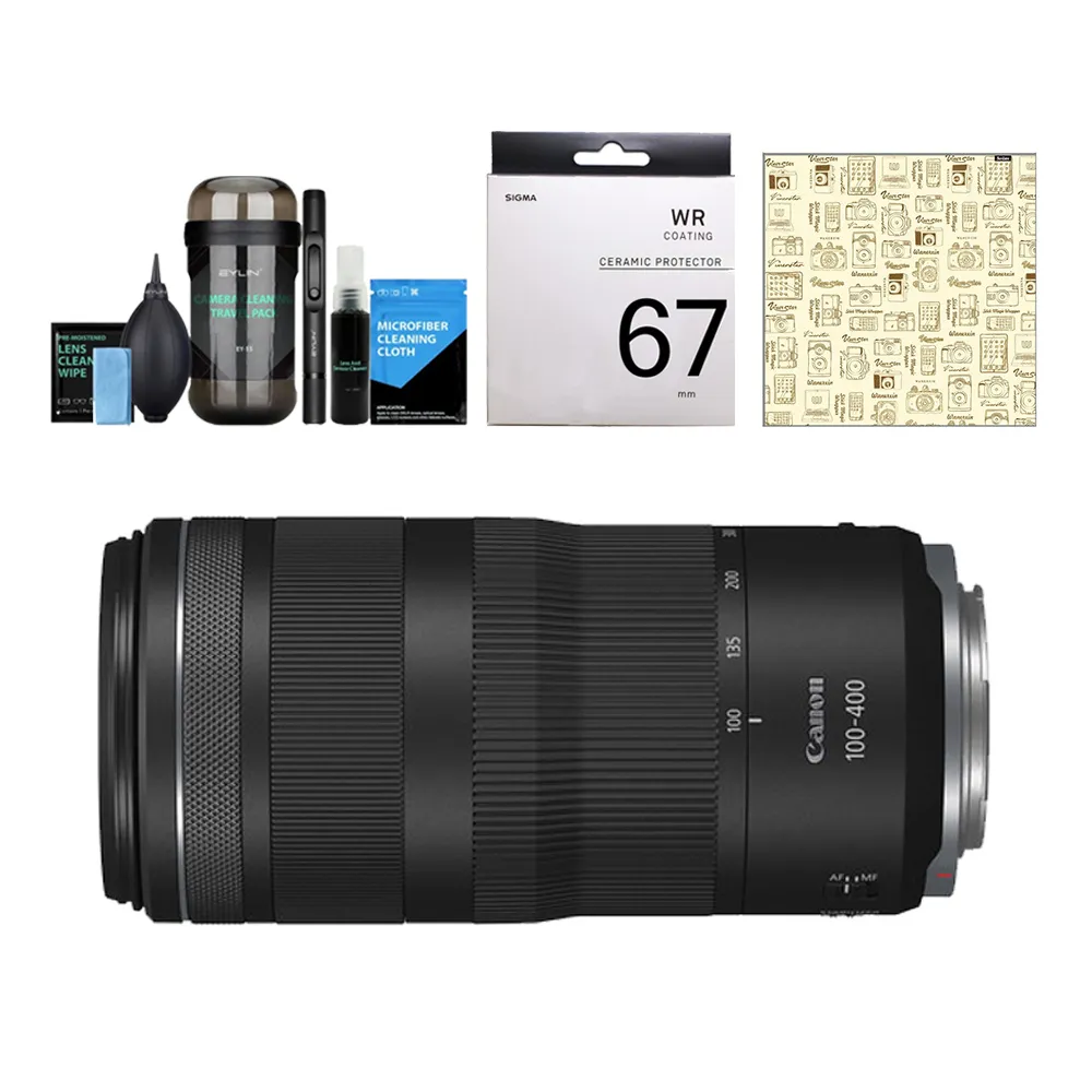 【Canon】RF 100-400mm F5.6-8 IS USM + SIGMA UV 67mm 陶瓷保護鏡 + EY-15清潔組+CL-50相機魔毯(公司貨)
