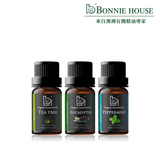 【Bonnie House 植享家】小資入門三寶精油組_茶樹尤加利薄荷