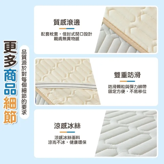 加厚乳膠冰絲涼蓆 床墊 涼感乳膠涼席 雙人(冰絲涼席 冰涼墊 送枕套x2)