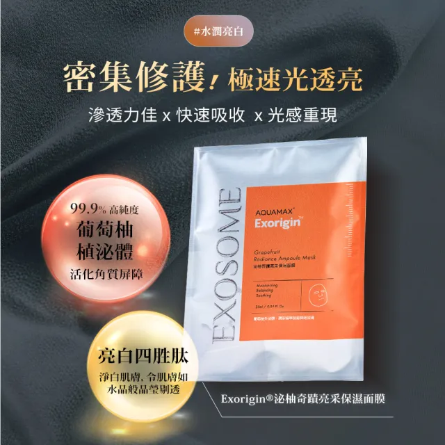 【AQUAMAX 奧科美氏】修護透亮全能面膜組｜PDRN舒敏＋泌蘭緊緻＋泌柚透亮