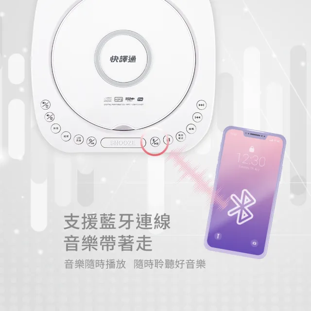 【Abee 快譯通】CD62 藍牙無線充電CD立體聲音響 (藍牙喇叭/FM收音機/cd播放機/電腦喇叭/cd播放器)
