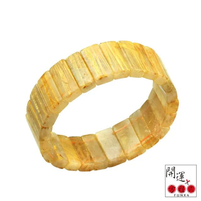 【開運方程式】金黃滿絲鈦晶手排19mm手排(特選晶體加強財運水晶)