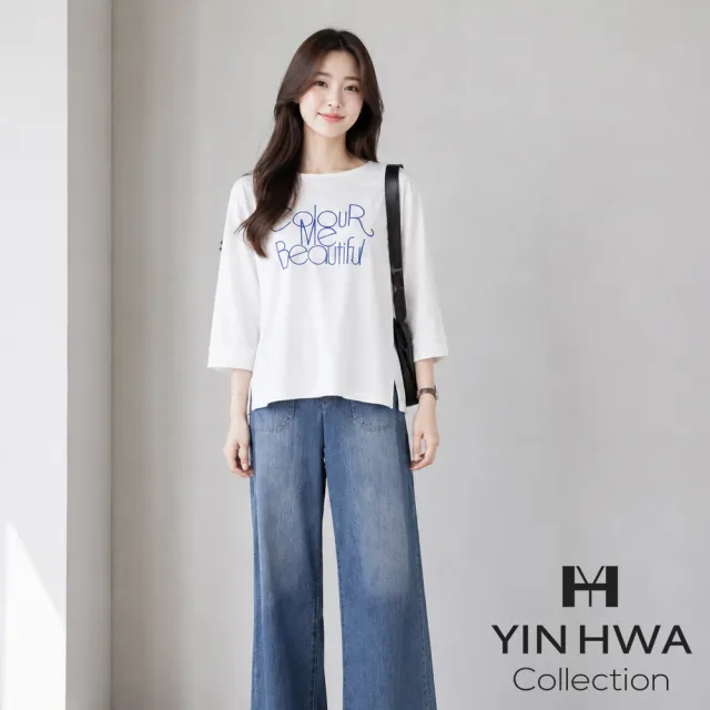 【YIN HWA 盈樺】ARIES  簡約率性細緻立體字母植絨圖案上衣