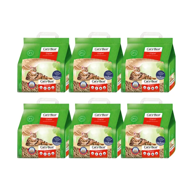 【CAT’S BEST 凱優】經典凝結木屑砂（紅標凝結型）5L/2.1kgx6入(貓砂/木屑砂/環保砂/杉木砂/松木砂)