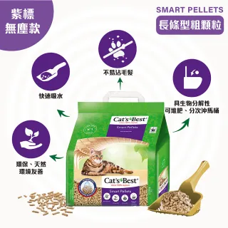 【CAT’S BEST 凱優】凝結木屑砂《紫標特級無塵》-10kg│20Lx2包(貓砂/木屑砂/環保砂/杉木砂/松木砂)