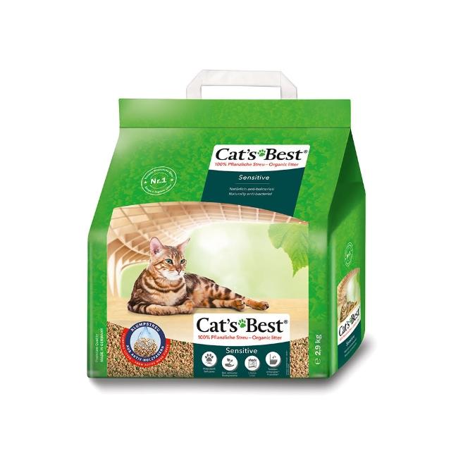 【CAT’S BEST 凱優】強效除臭凝結木屑砂（黑標凝結型）8L/2.9kg(貓砂/木屑砂/環保砂/杉木砂)