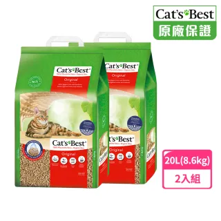 【CAT’S BEST 凱優】凝結木屑砂《紅標經典》-8.6kg│20Lx2包(貓砂/木屑砂/環保砂/杉木砂/松木砂/小動物砂)