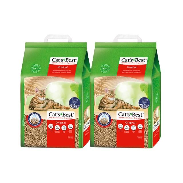 【CAT’S BEST 凱優】凝結木屑砂《紅標經典》-8.6kg│20Lx2包(貓砂/木屑砂/環保砂/杉木砂/松木砂/小動物砂)