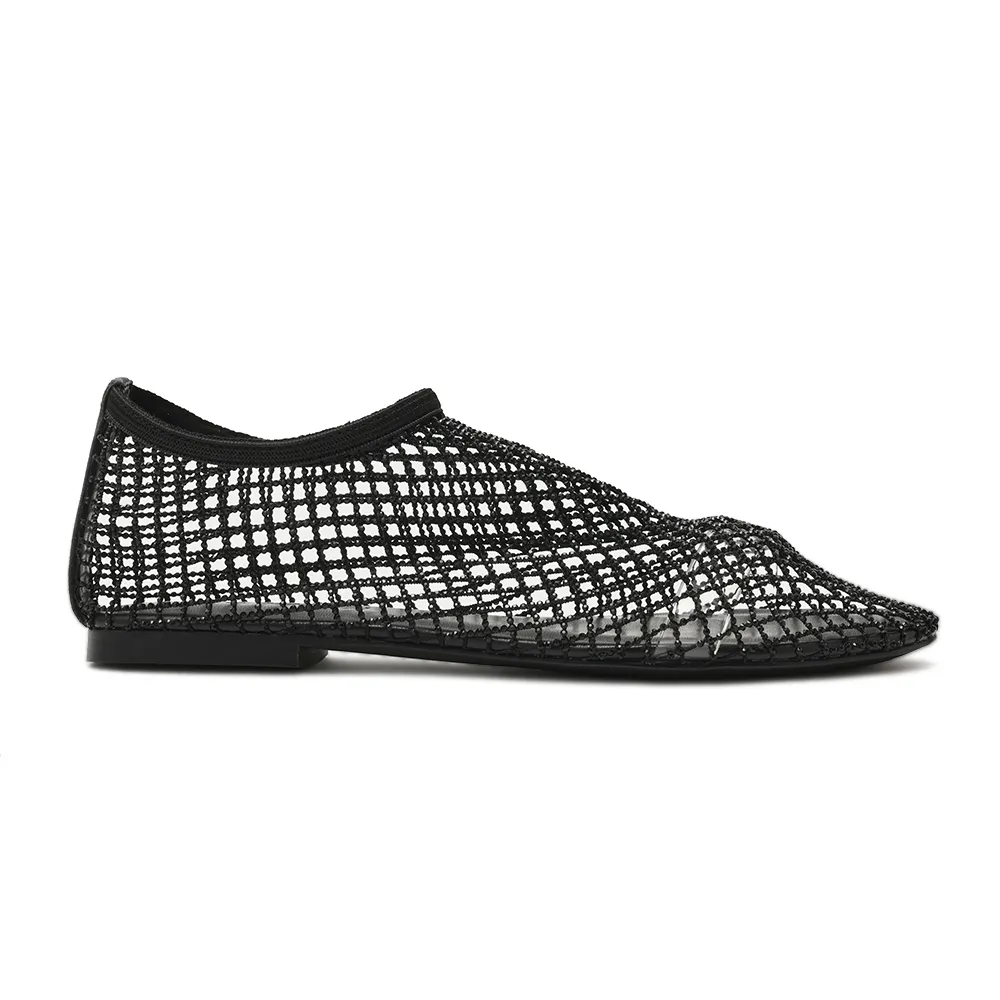 【steve madden】鑽面網格套穿平底鞋 MINO-R(黑色)