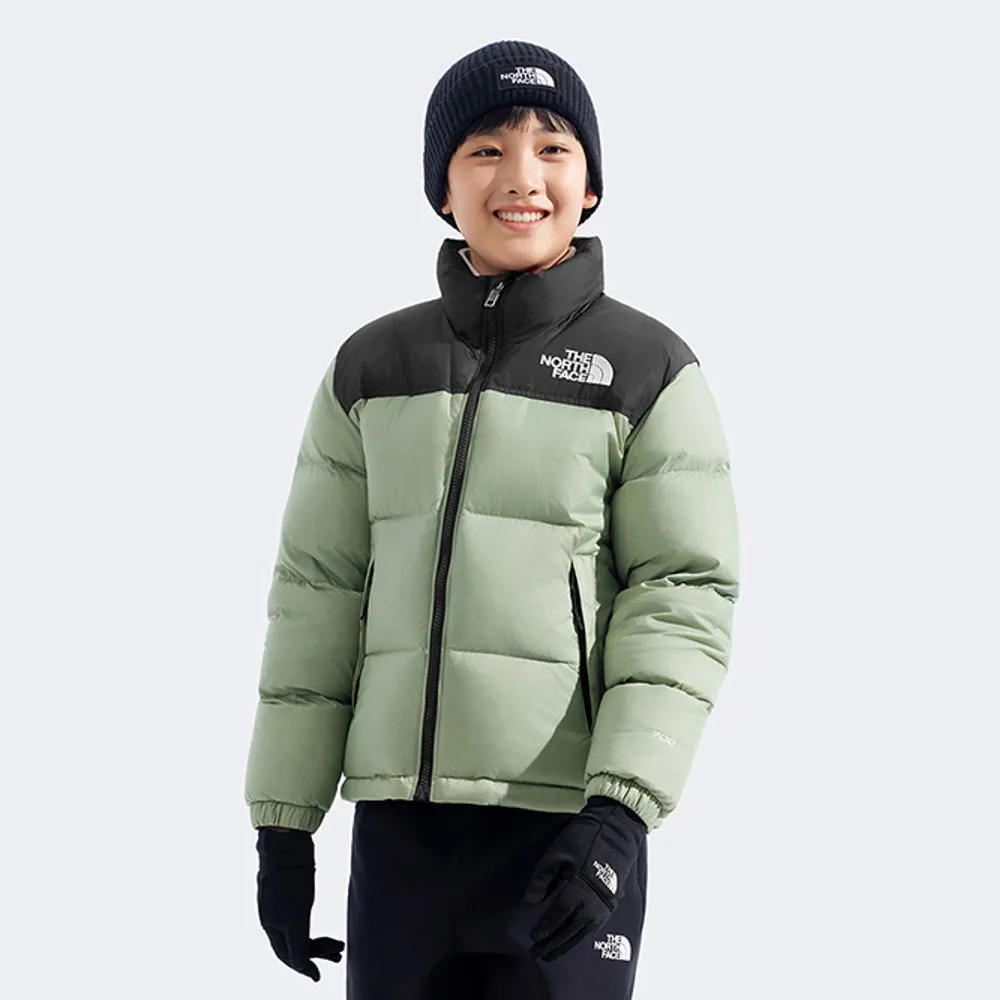 【The North Face 官方旗艦】北面經典1996兒童綠色DWR防潑水羽絨外套|8A4CBQ1