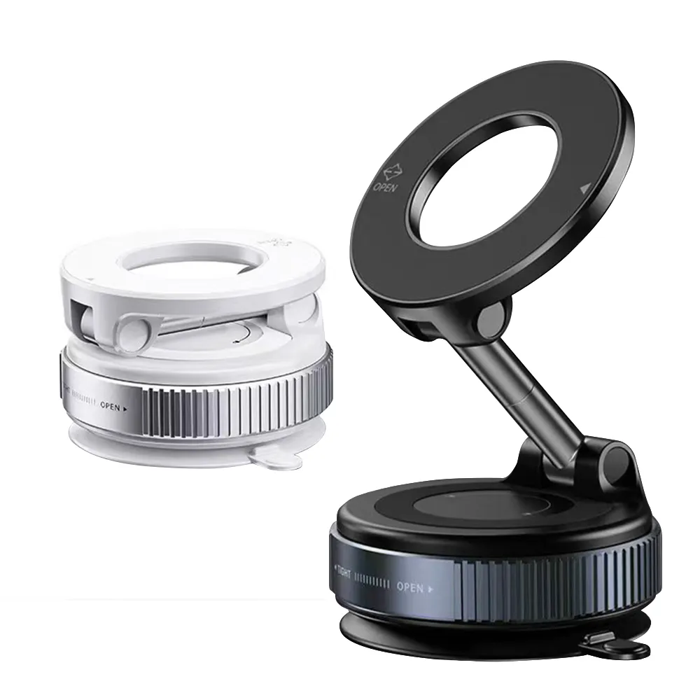 黑曜Pro N52 超強力磁吸手機架 360°旋轉可折疊 真空吸附支架(車架/桌上立架)