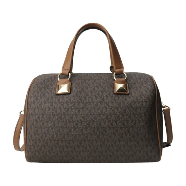 【Michael Kors】MK吊飾老花兩用保齡球包(駝咖色)小