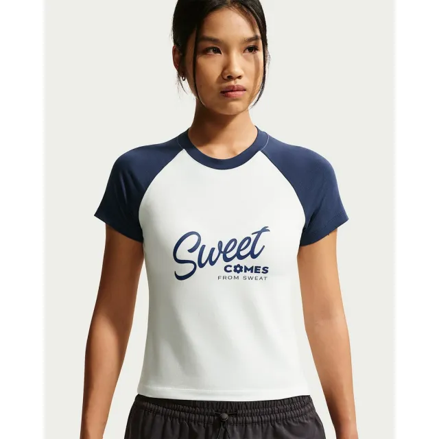 【NIKE 耐吉】短袖上衣 女 AS W  NSW GA SWEAT SS 快乾 舒適 針織 白 (JF3283133)