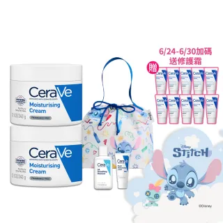 【CeraVe 適樂膚】史迪奇限量聯名組★長效潤澤修護霜 340g雙入(彌月/臉部身體乳霜/618)