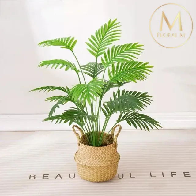 【Floral M】小森林招財鳳凰尾60cm仿真植栽(贈編織籃)(人造植栽/仿真樹/室內佈置/居家裝飾/桌上型植栽)