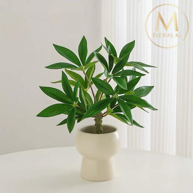 【Floral M】財富滿滿發財樹25cm仿真植栽含花器(人造植栽/假植栽/室內佈置/居家裝飾/桌上型植栽)
