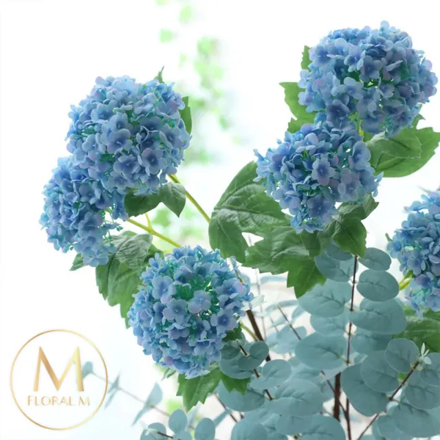 【Floral M】京都夏日繡球深海藍仿真花花材1入組(人造花/仿真花/假花/花藝DIY/裝飾花材)