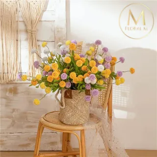 【Floral M】夏日繽紛圓舞曲乒乓菊仿真花花材1入組(人造花/仿真花/假花/花藝DIY/裝飾花材)