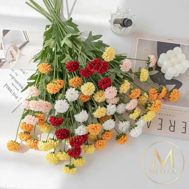 【Floral M】夏日繽紛圓舞曲乒乓菊仿真花花材1入組(人造花/仿真花/假花/花藝DIY/裝飾花材)