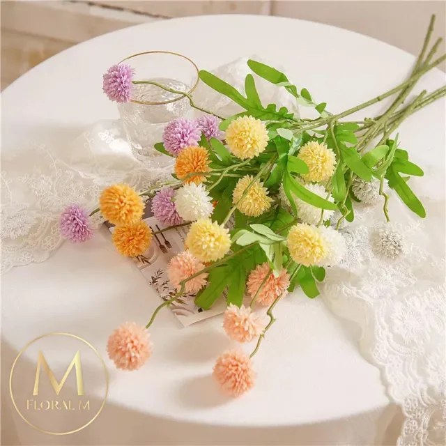 【Floral M】夏日繽紛圓舞曲乒乓菊仿真花花材1入組(人造花/仿真花/假花/花藝DIY/裝飾花材)