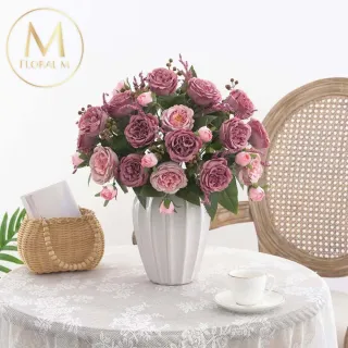 【Floral M】英倫復古玫瑰花束仿真花花材1入組(人造花/仿真花/假花/花藝DIY/裝飾花材)