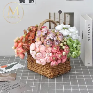 【Floral M】法式浪漫復古茶花仿真花花材6入組(人造花/仿真花/假花/花藝DIY/裝飾花材)