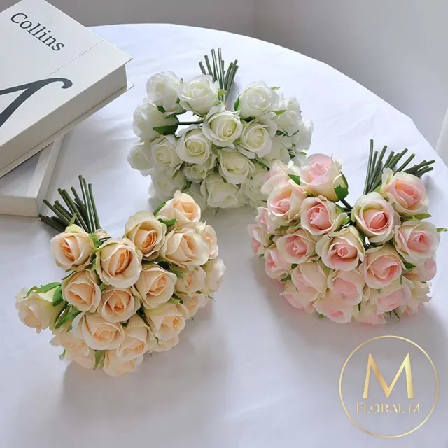 【Floral M】法式西麗雅玫瑰仿真花花材10入組(人造花/仿真花/假花/花藝DIY/裝飾花材)