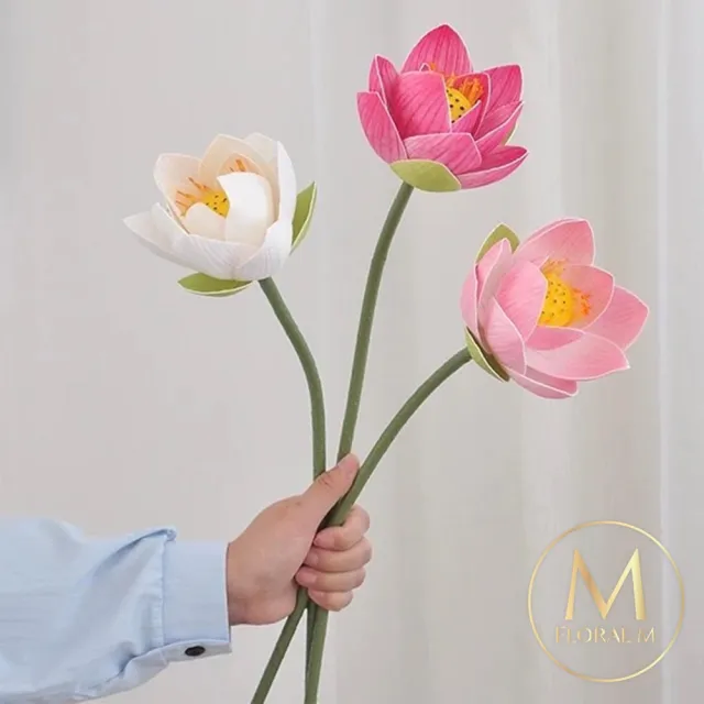【Floral M】日式上野公園荷花仿真花花材1入組(人造花/仿真花/假花/花藝DIY/裝飾花材)