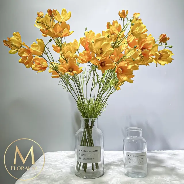 【Floral M】初戀少女波斯菊仿真花花材3入組(人造花/仿真花/假花/花藝DIY/裝飾花材)